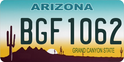 AZ license plate BGF1062