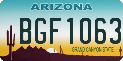 AZ license plate BGF1063