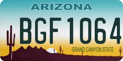 AZ license plate BGF1064