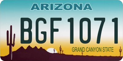 AZ license plate BGF1071