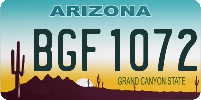 AZ license plate BGF1072