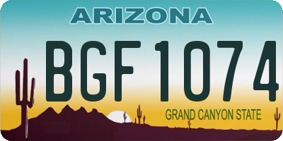 AZ license plate BGF1074