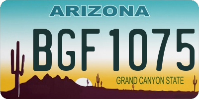 AZ license plate BGF1075