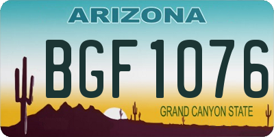 AZ license plate BGF1076