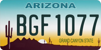 AZ license plate BGF1077