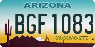 AZ license plate BGF1083