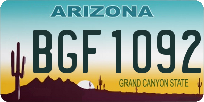 AZ license plate BGF1092