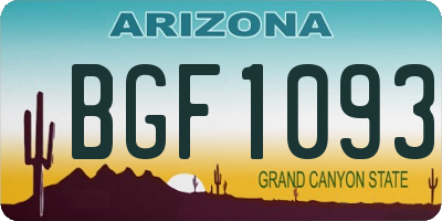 AZ license plate BGF1093