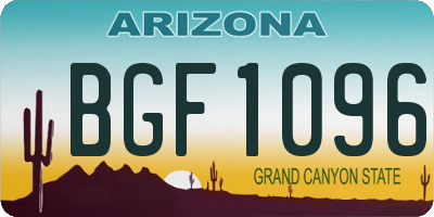 AZ license plate BGF1096