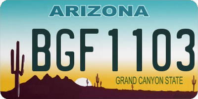 AZ license plate BGF1103