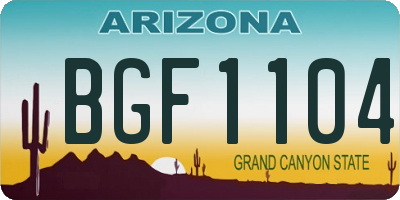AZ license plate BGF1104