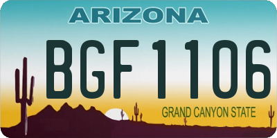 AZ license plate BGF1106