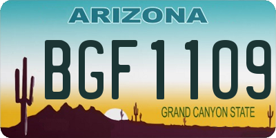 AZ license plate BGF1109