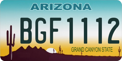 AZ license plate BGF1112