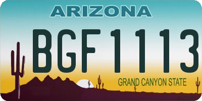 AZ license plate BGF1113