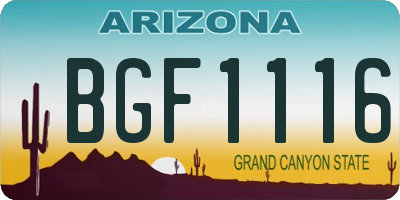 AZ license plate BGF1116
