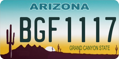 AZ license plate BGF1117