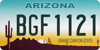 AZ license plate BGF1121