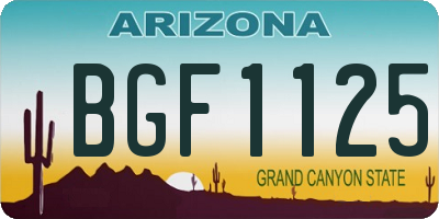 AZ license plate BGF1125