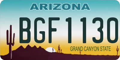 AZ license plate BGF1130