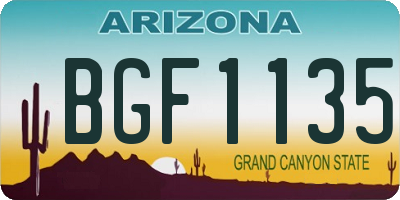 AZ license plate BGF1135