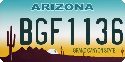 AZ license plate BGF1136