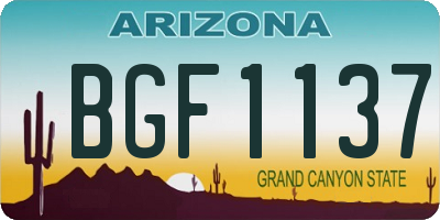 AZ license plate BGF1137