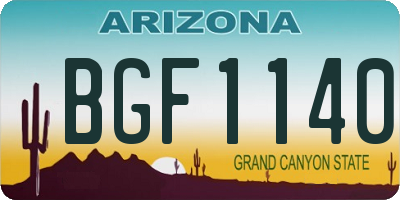 AZ license plate BGF1140