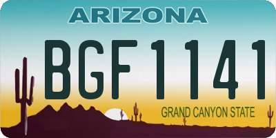 AZ license plate BGF1141