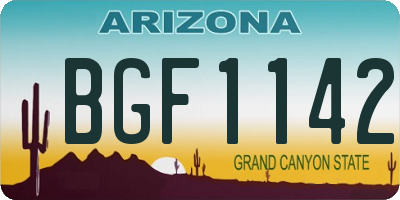 AZ license plate BGF1142