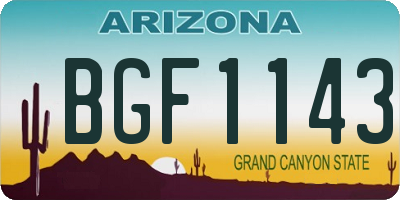 AZ license plate BGF1143