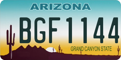 AZ license plate BGF1144