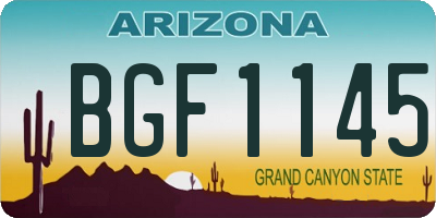 AZ license plate BGF1145