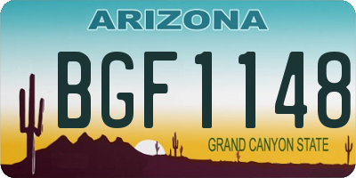 AZ license plate BGF1148