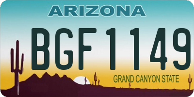 AZ license plate BGF1149