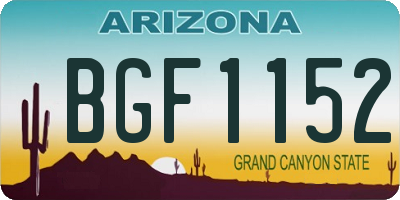 AZ license plate BGF1152