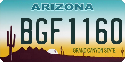 AZ license plate BGF1160