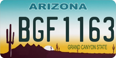 AZ license plate BGF1163