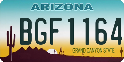 AZ license plate BGF1164