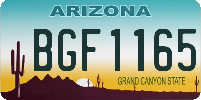 AZ license plate BGF1165