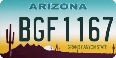 AZ license plate BGF1167