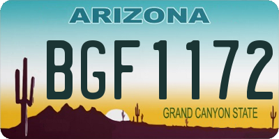 AZ license plate BGF1172