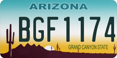 AZ license plate BGF1174