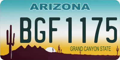 AZ license plate BGF1175
