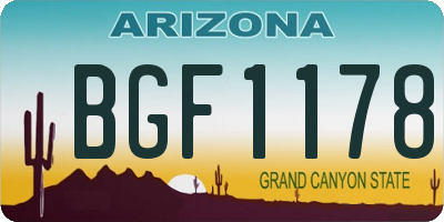 AZ license plate BGF1178