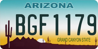 AZ license plate BGF1179