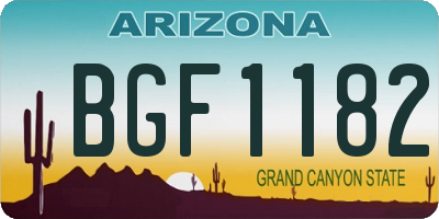 AZ license plate BGF1182