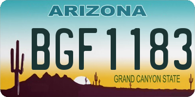 AZ license plate BGF1183