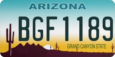 AZ license plate BGF1189