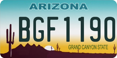 AZ license plate BGF1190
